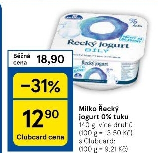 Ochucený jogurt řecký 0% Milko