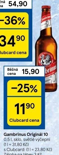 Pivo světlé výčepní Originál 10° Gambrinus