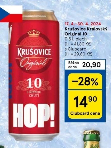 Pivo světlé výčepní Originál Královská 10° Krušovice