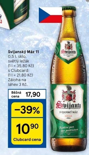 Pivo světlý ležák 11° Svijanský Máz Svijany