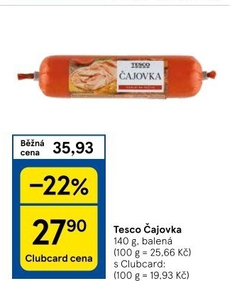 Salám Čajovka Tesco