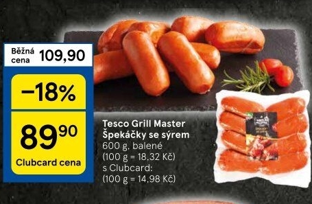 Špekáčky se sýrem Grill Master Tesco