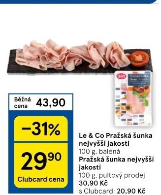 Šunka pražská nejvyšší jakosti LE&amp