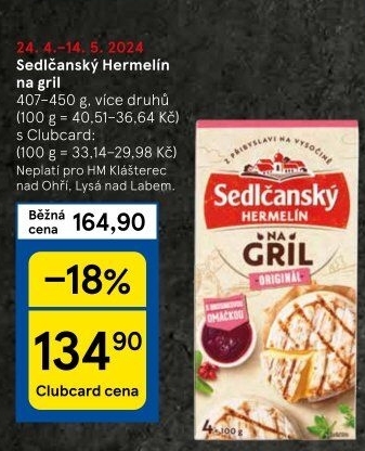 Sýr Hermelín na gril Sedlčanský