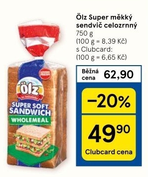 Toustový celozrnný Sandwich Soft chléb ÖLZ