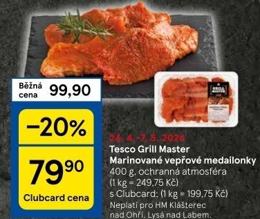 Vepřové medailonky marinované Grill Master Tesco