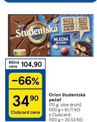 Čokoláda Studentská pečeť Orion