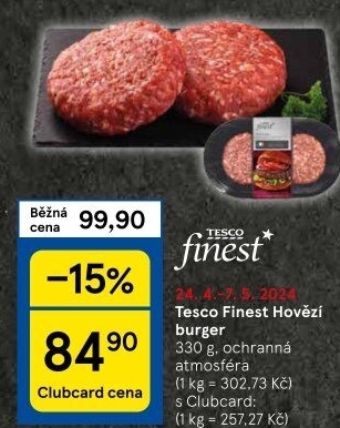 Hovězí hamburger Tesco Finest