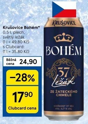 Pivo světlý ležák Bohém Krušovice