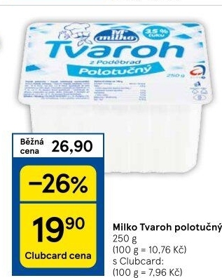 Tvaroh polotučný z Poděbrad Milko