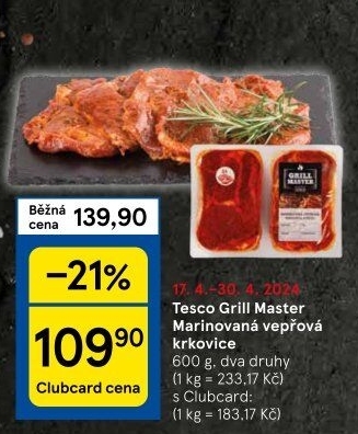 Vepřová krkovice marinovaná Grill Master Tesco
