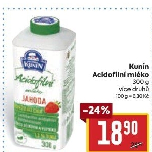 Acidofilní mléko ochucené Mlékárna Kunín
