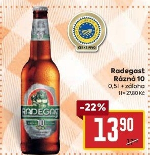 Pivo světlé výčepní Rázná 10° Radegast