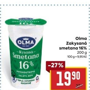 Smetana zakysaná Olma 16%
