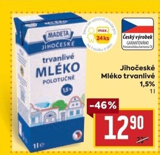 Mléko trvanlivé Jihočeské Madeta - 1,5% polotučné