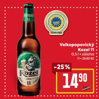Pivo světlý ležák 11° Medium Velkopopovický Kozel