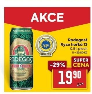 Pivo světlý ležák 12° Ryze hořká Radegast