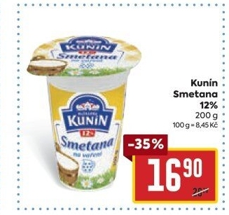 Smetana na vaření Mlékárna Kunín 12%