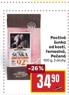 Šunka od kosti poctivá nejvyšší jakosti Kostelecké uzeniny