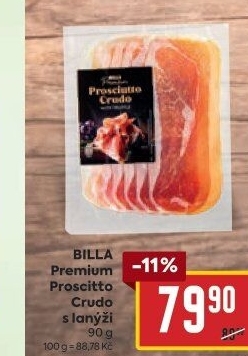 Šunka Prosciutto Crudo s lanýži Billa Premium