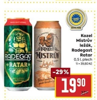 Pivo Mistrův světlý ležák Velkopopovický Kozel
