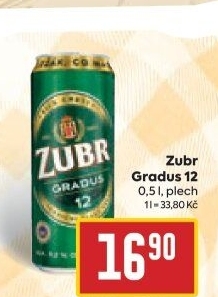 Pivo světlý ležák 12° Gradus Zubr