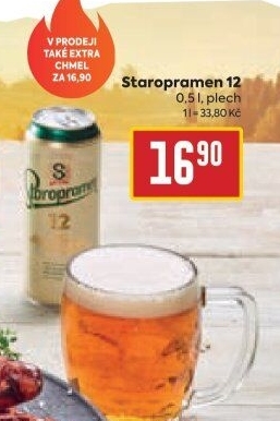 Pivo světlý ležák 12° Staropramen