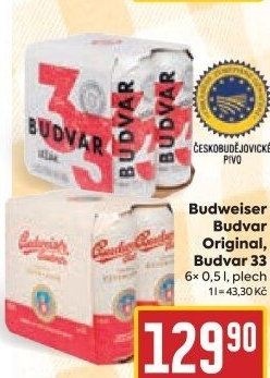 Pivo světlý ležák 33 Budweiser Budvar