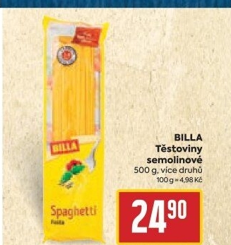 Těstoviny semolinové Billa