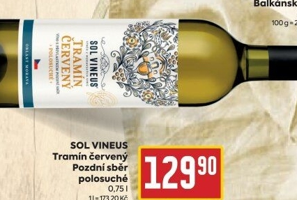 Víno Tramín červený Sol Vineus - pozdní sběr