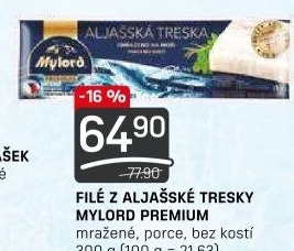 Aljašská treska filé bez kosti mražené Premium Mylord