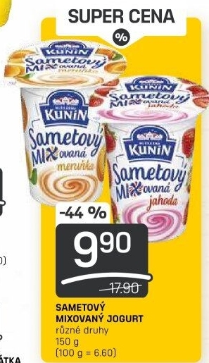 Ochucený jogurt sametový Mlékárna Kunín