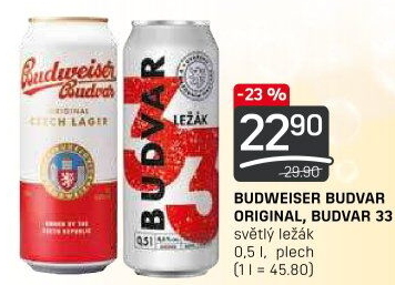 Pivo světlý ležák Original Budweiser Budvar