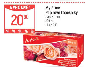 Papírové kapesníčky 2vrstvé My Price - box