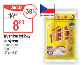Tyčinky trvanlivé se sýrem a solí Havlík