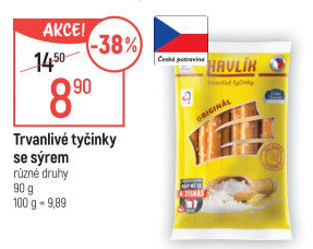 Tyčinky trvanlivé se sýrem a solí Havlík