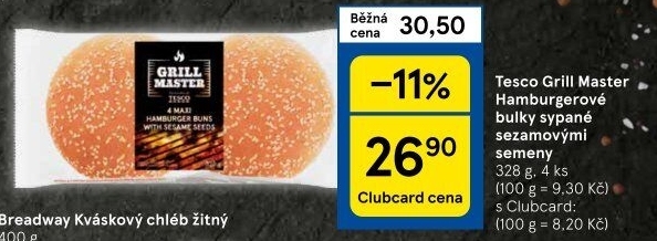 Bulka na hamburger Grill Master Tesco
