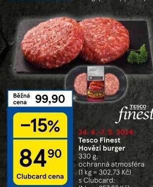 Hovězí hamburger Tesco Finest
