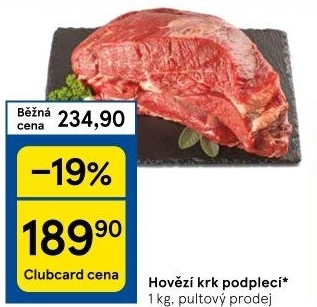 Hovězí přední bez kosti - krk podplečí