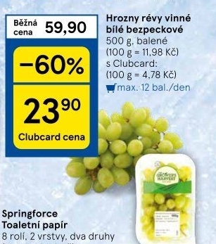 Hrozny bílé bezsemenné The Grower'