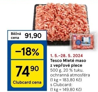 Maso mleté vepřové z plece Tesco