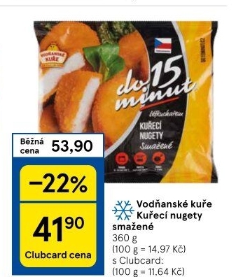 Nugetky kuřecí smažené mražené Vodňanské kuře