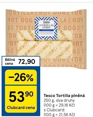 Plněná tortilla Tesco