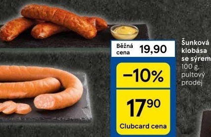 Šunková klobása se sýrem