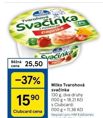 Svačinka zeleninový tvaroh Milko