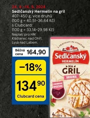 Sýr Hermelín na gril Sedlčanský