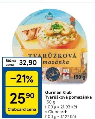 Tvarůžková pomazánka Gurmán klub