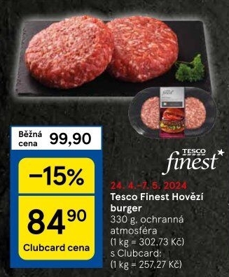 Hovězí hamburger Tesco Finest