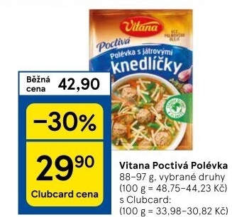 Instantní polévky Poctivá polévka Vitana