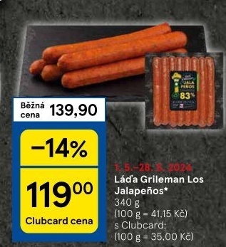 Klobásy Los Jalapeňos Grileman Kostelecké uzeniny